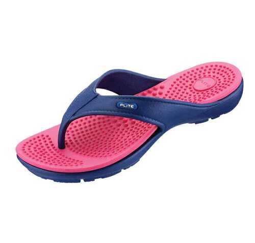 Blue And Pink Reggine Flats Sandals Ladies Elan Comfort Chappal For Regular Wear With Thick Sole