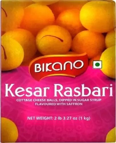 Round Shape Sweet And Tasty Bikano D Kesar Rasbari Net Weight 1 Kilogram  Carbohydrate: 20 Grams (G)