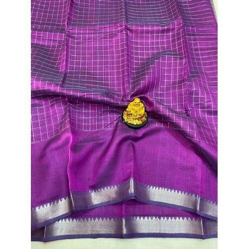 Skin Friendly Purple Wedding Wear Saree With Blouse Piece Pure And Attractive Cotton Silk Saree
