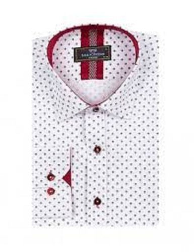 White Dot Printed Full Sleeves Highly Breathable Mens Casual Shirt Collar Style: Classic