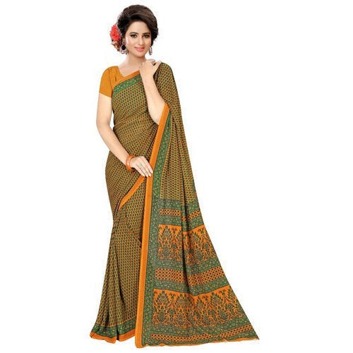 Multicolor Women'S Mysore Silk Pure Crepe Bandhani Saree With Blouse Piece