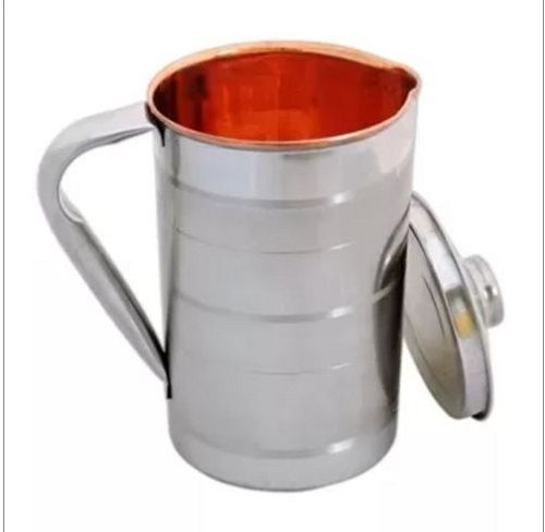 Capacity 1000 Ml 500 Grams Golden And Silver Polished Copper Water Jug 