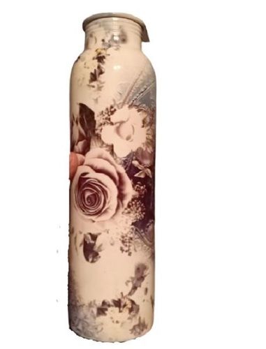 Capacity 1000 Ml Floral Printed Round Copper Water Bottles Length 12 Inch