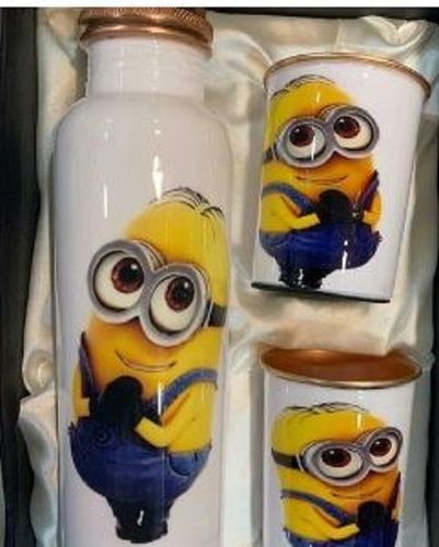 Capacity 1000 Ml Minions Printed Copper Water Bottle Set Length 12 Inch 