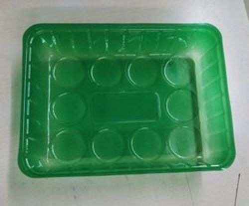 Lightweight And Eco Friendly Rectangular Green Plastic Mushroom Tray For Packaging