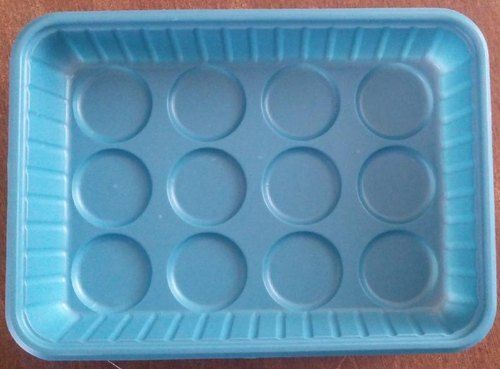 Lightweight And Rectangular Sky Blue Plastic Mushroom Tray For Packaging