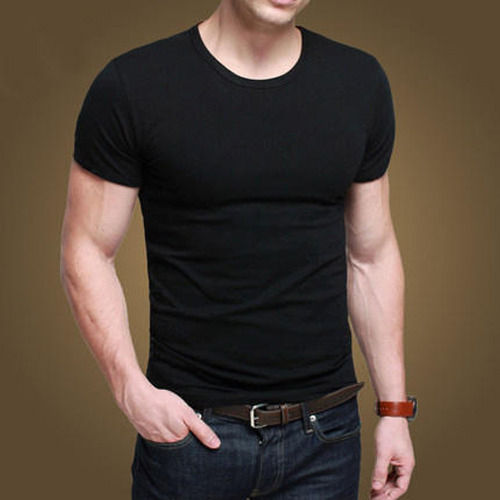 Men'S Daily Wear Black Cotton Comfortable Plain T-Shirt Age Group: Above 18