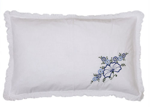 Rectangle Comfortable And Washable White And Blue 100% Cotton Plain Pillow Cover, Size 20 X 26 Inch