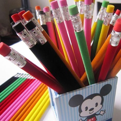 Multi Color Stationery Use Soft And Light Polymer Black Velvet Pencils For Writing And Drawing