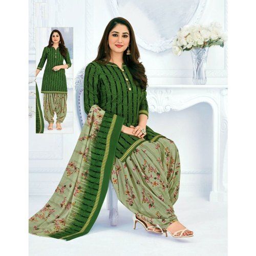 Pure Cotton Party Wear Cotton Women Unstitched Salwar Suit Green – Stilento