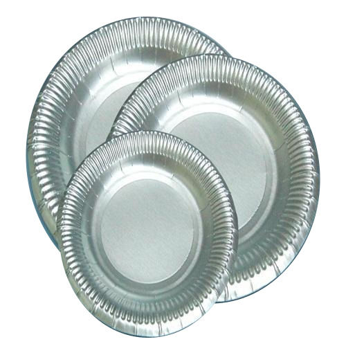 Eco Friendly Lightweight Silver Disposable Paper Plates For Event And Party 