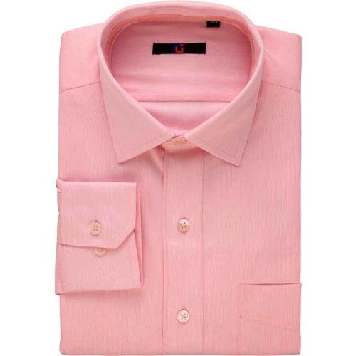 Washable Pure Cotton Lite Pink Color Collar Neck Breathable Full Sleeve Plain Formal Shirts