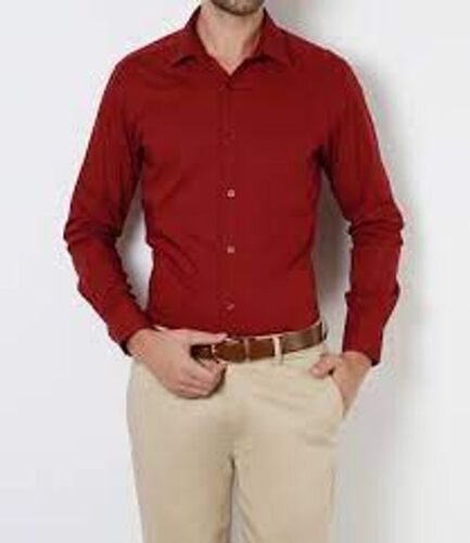 Washable Slim Fit Comfortable And Stylish Collection Of Long Lasting Full Sleeves Men'S Cotton Red Formal Shirts