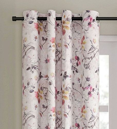 White Washable And Fade Resistant Beautiful Soft Cotton Floral Printed Window Curtain