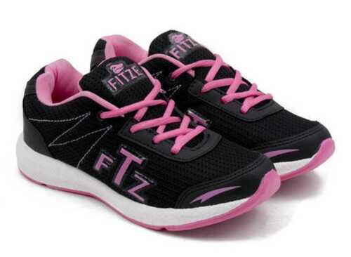 Women Lightweight Stylish Breathable Slip Resistant Pink And Black Sports Shoes Insole Material: Eva