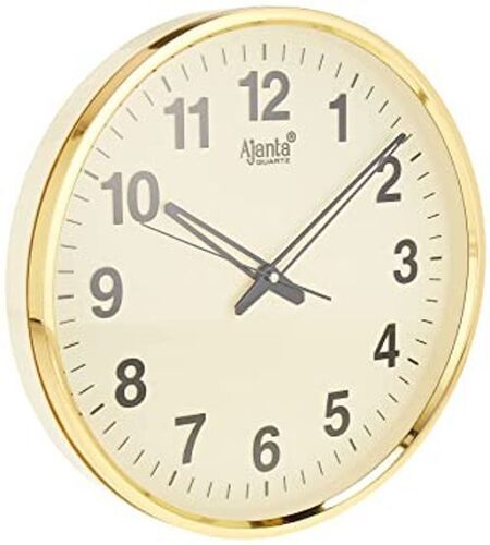 Ajanta - 467-ivory Silent Movement Round Plastic Wall Clock For Home Use