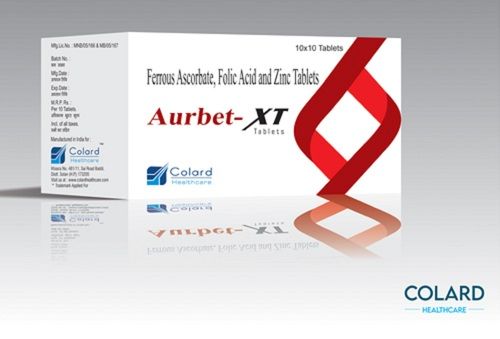 Aurbet-Xt Ferrous Ascorbate, Folic Acid And Zinc Tablet, 10X10 Blister Pack Dosage Form: Tablet