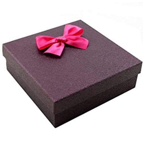 High Sturdy Premium Square Purple Corrugated Gift Box With Lid And Ribbons