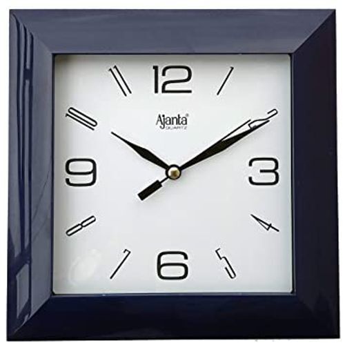 Black Multi Color Rectangular Shape Ajanta Plastic Abstract Wall Clock 