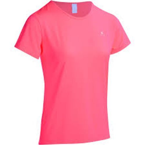 Round Neckline Short Sleeve Stylish Look Women'S Pink Cotton Tops