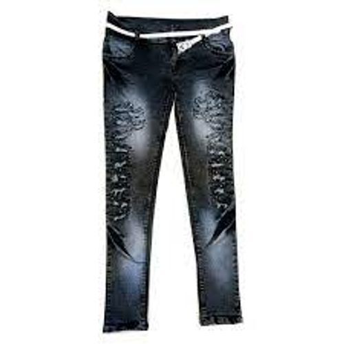 High Fashionable Quality Denim Black Stretchable Fancy Jeans For Girls