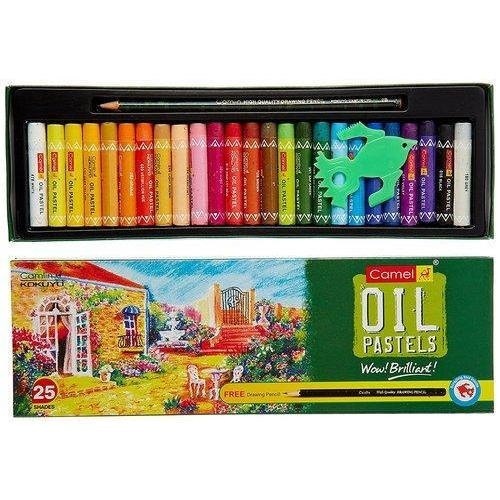 2.9 Inches Round Lightweight and Water-Resistant Oil Pastels - 25 Multicolor Shades, Vibrant Pigments with Free Drawing Pencil for Art and Decoration