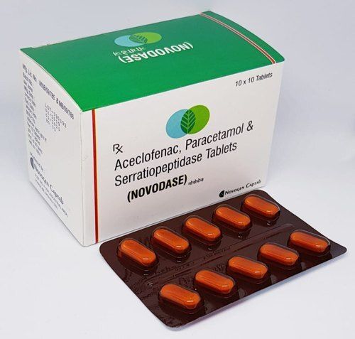 Aceclofenac Paracetamol And Serratiopeptidase Novodase Tablets (10x10)