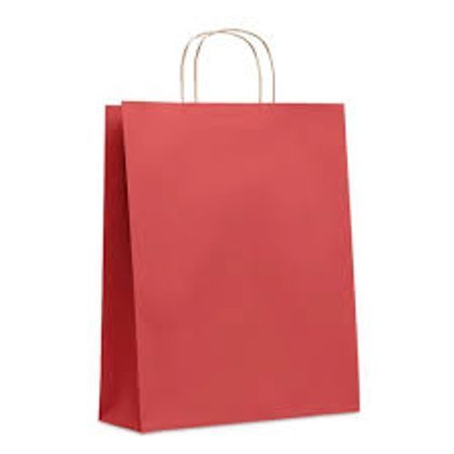 Recyclable Beautiful Handle With Perfect Shape Durable Smooth Plain Red Fancy Paper Bag