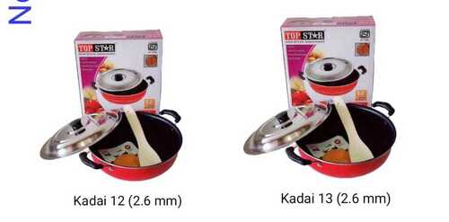 Silver Round Shape And Metal Body Non Sticky Kadai For Residential Kitchen