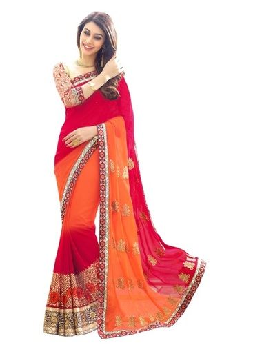 Multi Color Style And Design And Pattern Georgette Embroidered Pink Party Wear Saree 