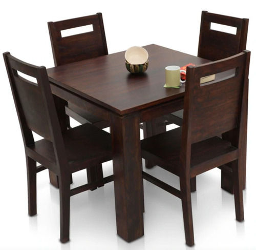 Brown Rectangular Shape 4 Seater Size 4 X 6 Feet Soild Wooden Dining Table Set 