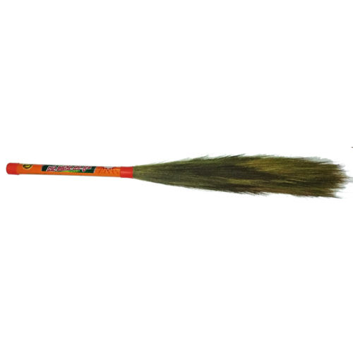 Orange Highly Durable And Long Lasting Easy To Use Soft Grass Broom For Floor Cleaning 