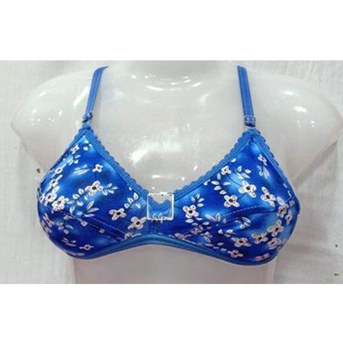 Smooth And Skin Friendly Cotton Blue Printed Bra For Women Wears