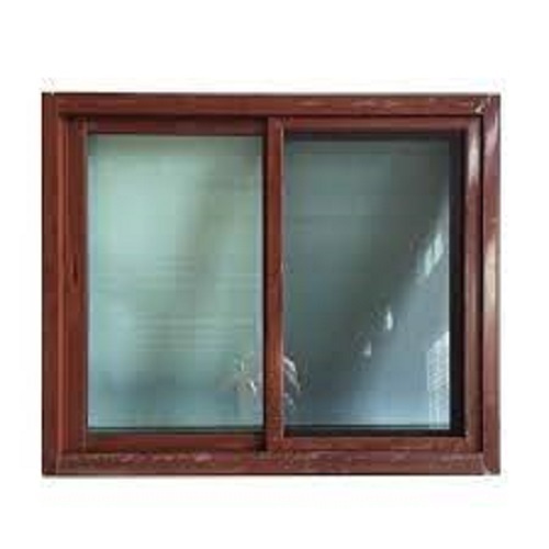 Brown UPVC Three Track Sliding Window, 4x10 Feet