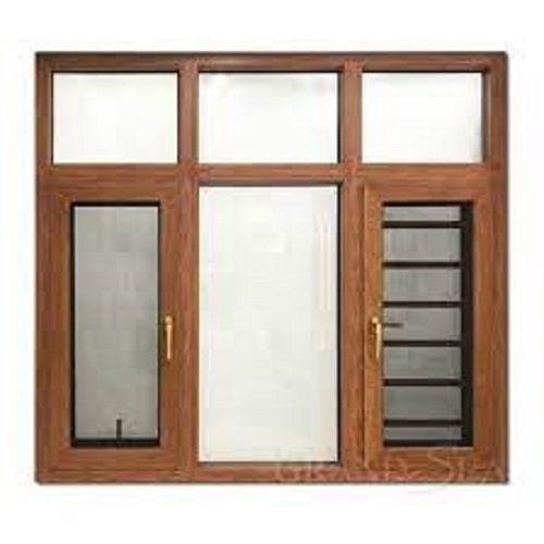 Polished Finish Weather Proof Termite Resistant Wooden Window For Residential Building