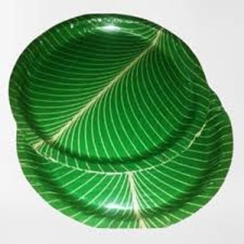  Round Shaped Full Size Disposable Banana Leaves Green Printed Party Paper Plates,(Pack Of 50 Pcs) 