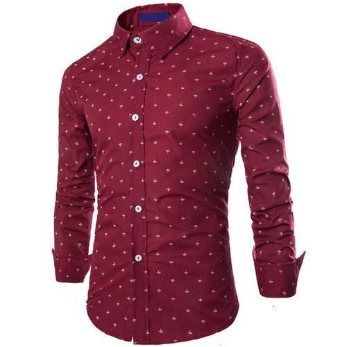  पुरुषों की 100 प्रतिशत आरामदायक और सांस लेने योग्य फुल स्लीव रेड प्रिंटेड शर्ट 