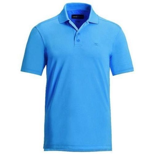 Men Casual Wear Blue Plain Collar Neck Half Sleeve Cotton T Shirts