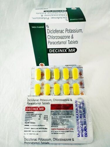 Anti Imflammatory Diclofence Potassium, Chlorzoxazone And Paracetamol Tablets Decinix Mr Age Group: Adult