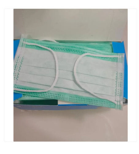 Light Green And White Surgical Disposable Face Mask With Elastic Ear Loop