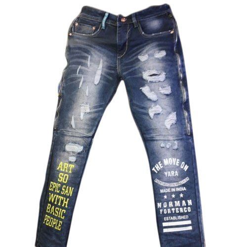 Cotton Men Highly Breathable And Stretchable Slim Fit Blue Jeans For Casual Wear