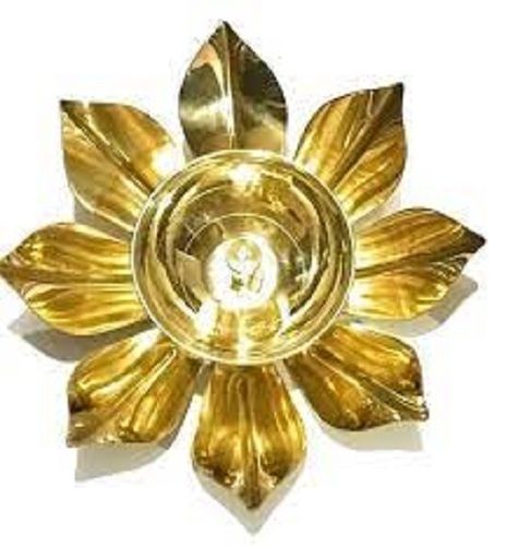 Premium Quality Elegant Look Strong Durable Golden Decorative Brass Lotus Diya For Worship