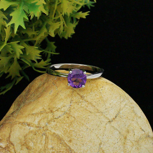 925 Sterling Amethyst Engagement Ring