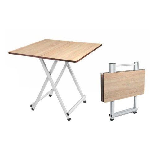 Mild Steel Light Brown White Square Wooden Folding Table