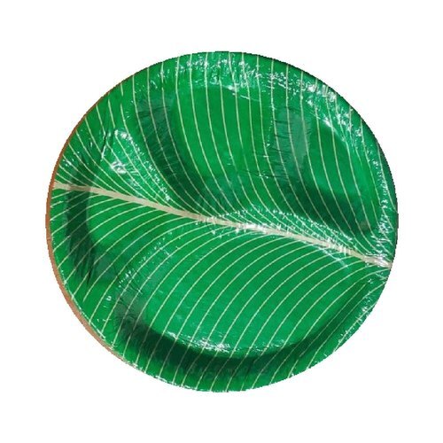 सिल्वर और ग्रीन राउंड 4 कम्पार्टमेंट डिस्पोजेबल पेपर प्लेट, साइज़: 10 इंच साइज़: 10"