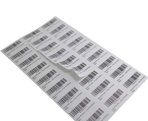 Rectangle Barcode Stickers Roll In Glossy Surface, 120 Gsm And Black White Color