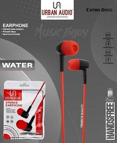 Black And Red Urban Audio Wired Stereo Earphone With Highest Noise