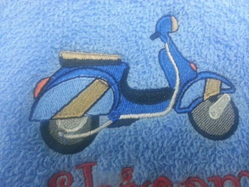 Quick Dry Blue Scoter Printed Cotton Attractive Look Personalized Towel 