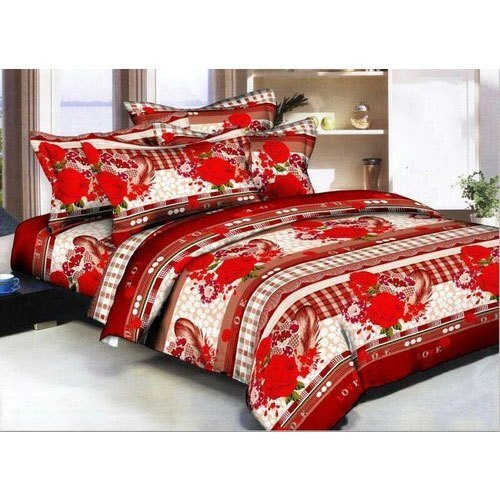 रेड हैंड वॉश फ्रेंडली फैंसी कॉटन प्रिंटेड डिज़ाइनर और नाइस लुक वाली डबल बेड शीट फ़ैब्रिक