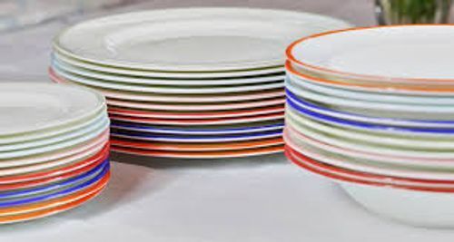 Red-Grey Lightweight And Sturdy Designer Dishwasher Safe Dinner Plate Sets